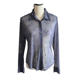GIORGIO FIORLISI-SHEER GRAY BLOUSE-SIZE MEDIUM